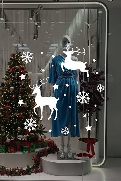 New Jargon Новорічні прикраси Олень Зірка Сніжинка Вітринні наклейки Новорічн...