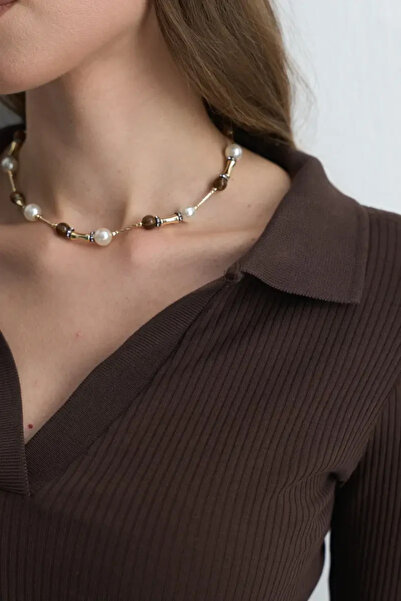 Gusto Pearl Bead Necklace - Gold