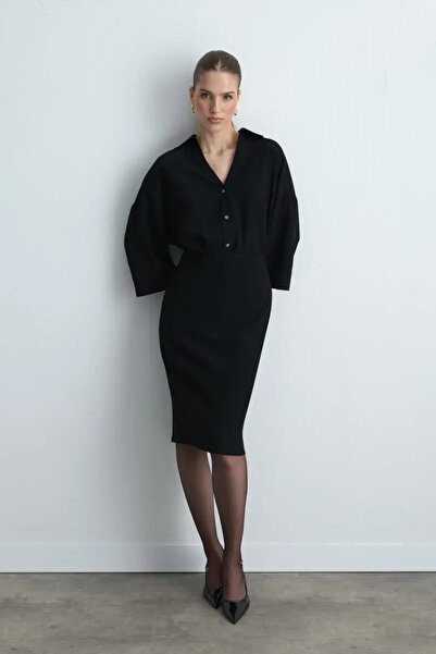 Gusto Crepe Pencil Skirt - Black