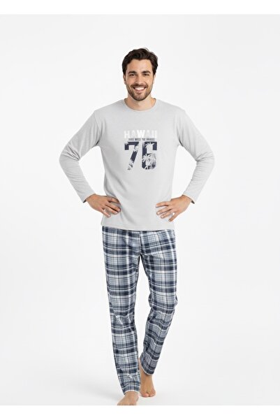 Free Beka Μακρυμάνικο καρό σχέδιο έξι καρό ανδρικό σετ πιτζάμες από βαμβακερό και άνετο ύφασμα