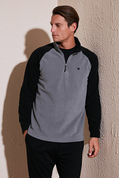 Buratti Slim Fit Half Zipper Cold-Proof Winter Fleece-Lined Fleece Men's Polar 5906055