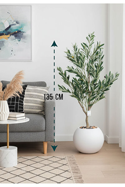 Generic شجرة زيتون صناعية بمركن بلاستيك دائري