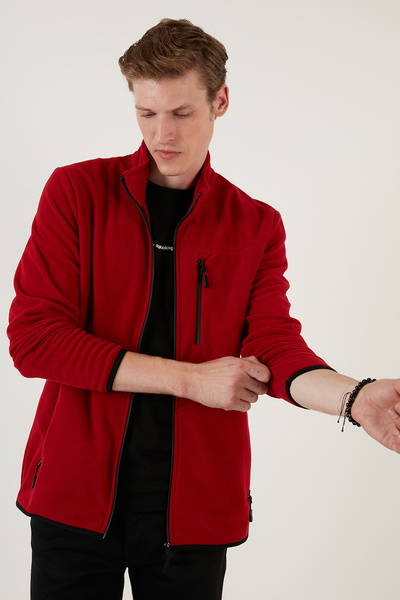 Buratti εφαρμοστό τσέπες με φερμουάρ ψηλός λαιμός Ανδρική ζακέτα από φλις κρύους καιρικές συνθήκες HIRKA 5906028