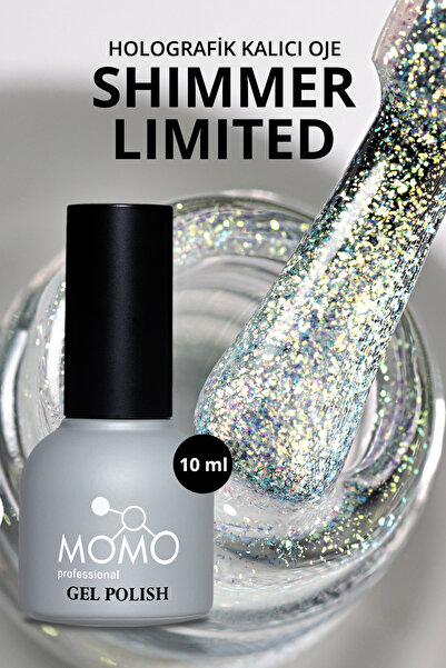 MOMO professional Shimmer Limited Holografik Kalıcı Oje Sl02, Rakı Beyazı Altın Yeşil Simli, 10 ml, TPO- FREE
