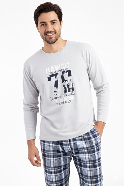 Free Beka Μακρυμάνικο καρό σχέδιο έξι καρό ανδρικό σετ πιτζάμες από βαμβακερό και άνετο ύφασμα