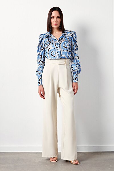 Sateen Stone Colored Waist Detailed Trousers