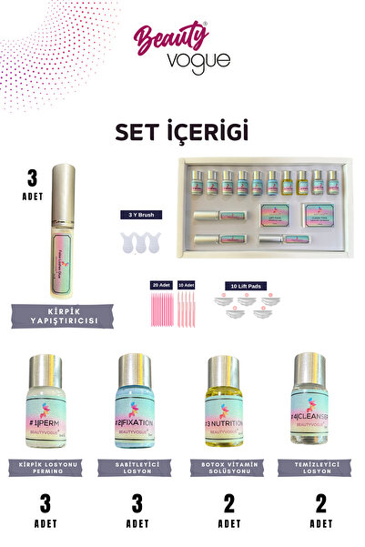 Beauty Vogue 50 Kullanımlık Lash Lift Kit Perması Kirpik-kaş Lifting Seti Tam Profesyonel