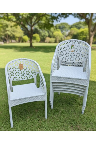 ZİYNET HOME 6 Adet Lotus Bahçe Balkon Sandalyesi 6 Adet Rattan Desenli Sandal...