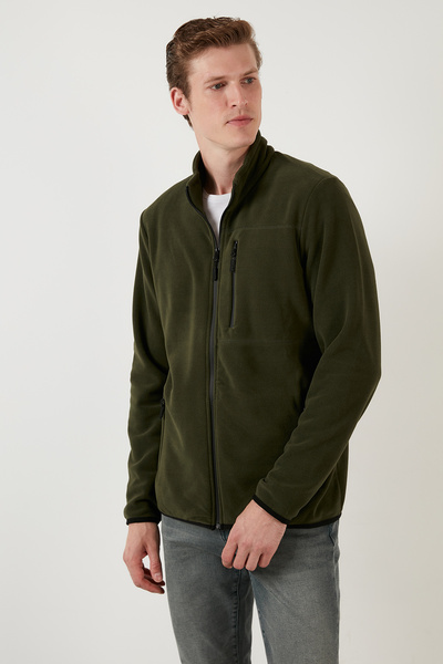 Buratti εφαρμοστό τσέπες με φερμουάρ ψηλός λαιμός Ανδρική ζακέτα από φλις κρύους καιρικές συνθήκες HIRKA 5906028