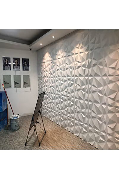 okasa 12-Pack 3D Diamond PVC Wall Panels (30x30cm Each) - White