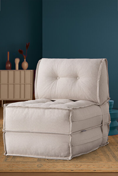 Homedius Mocca Keten Tek Kişilik Katlanır Yatak Katlanır Koltuk Bej-Tek