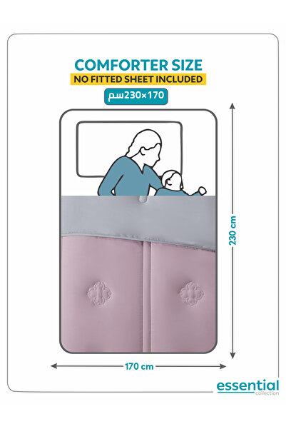 Donetella 2-piece Comforter Set – Single Size 170x230 Cm, Microfiber, Digital Quilted 350 Gsm Filling