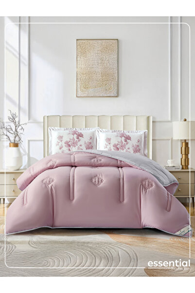 Donetella طقم لحاف من 3 قطع - مقاس كينج 260 × 240 سم، مصنوع من الألياف الدقيقة، مبطن رقميًا بحشوة 350 جرامًا للمتر المربع