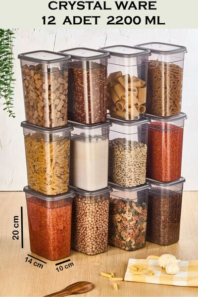 Crystal Ware 12'Li Dikdörtgen Erzak Saklama Kabı 2,2 lt Antrasit F803