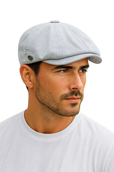 ZERAMİNE قبعة بيكي بليندرز من الكتان الرمادي على الطراز البريطاني قبعة صيفية ...