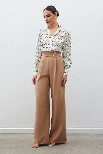 Sateen Pantaloni cu detalii în talie