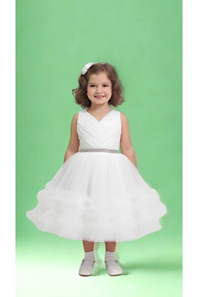 Atlas Kids Girl's Princess Dream Tulle Evening Dress – Special Design with Bow – Wedding & Birthday & Prom