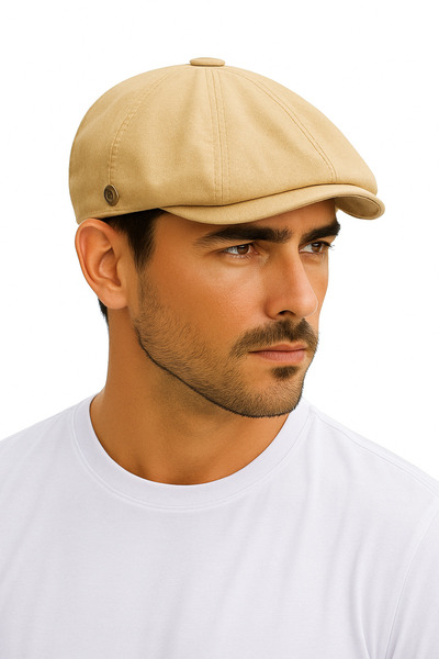 Zeramine 2024 Λινό καπέλο Peaky Blinders Καπέλο βρετανικού στυλ ελαστικό μπεζ