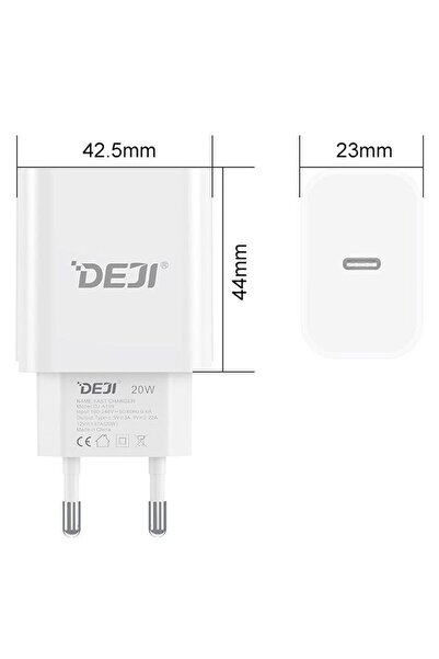 Deji A109 Mains Charger with Type-C Cable - Type-C 20W White -