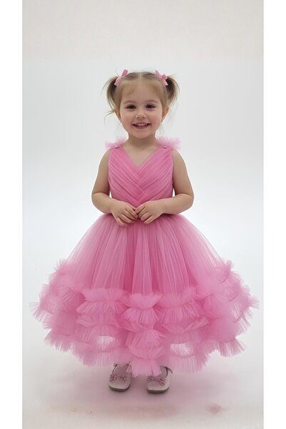 Atlas Kids Kız Çocuk Prenses Hayal Tüllü Abiye Elbise – Fiyonklu Özel Tasarım...