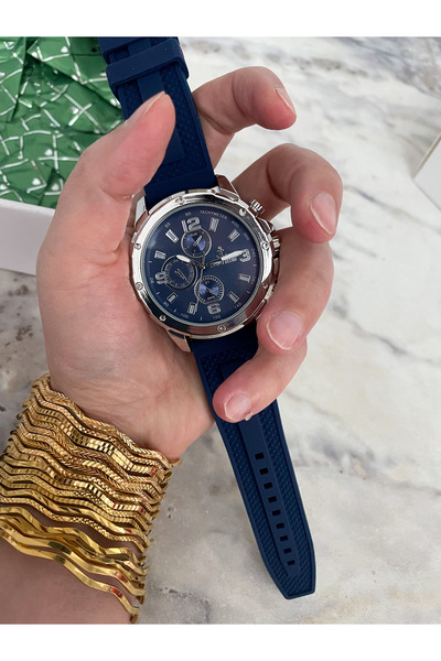 Choppers ساعة يد رجالية من السيليكون للموسم الجديد باللون الأزرق الداكن هدية لعيد الأب