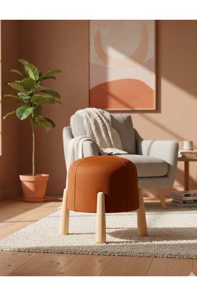 Maisonord Floki Naturel Ahşap Ayaklı Puf