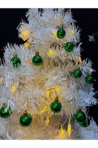 ENG PARTİ DÜNYASI Green Color Christmas Tree Ornament 3cm Set of 12 – Shiny G...