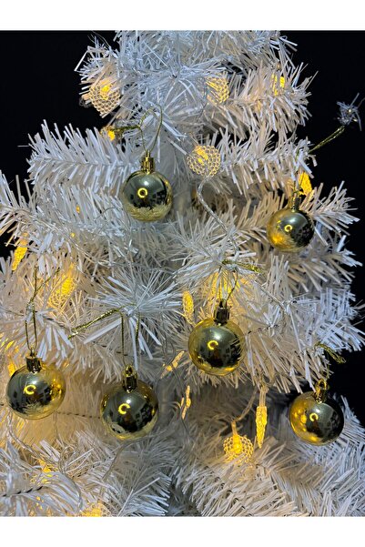 ENG PARTİ DÜNYASI Gold Color Christmas Tree Ornament 4cm Set of 6 – Shiny Gol...