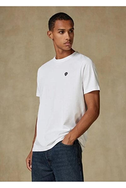 Abbate Edge Combed Cotton Comfort Fit White Crew Neck Men's Plain T-Shirt