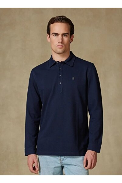 Abbate Castle Pike Cotton Comfort Fit Navy Blue Polo Neck Men's Plain Polo Shirt