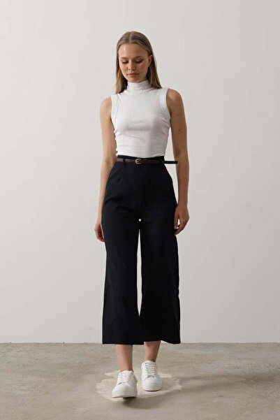GENCULUS Belt Clip Detailed Trousers Navy Blue