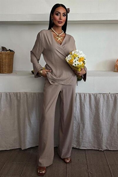 Livizmir Moda Double-Breasted classic model trousers çupra linen suit 10191