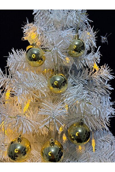 ENG PARTİ DÜNYASI Gold Color Christmas Tree Ornament 4cm Set of 6 – Shiny Gol...