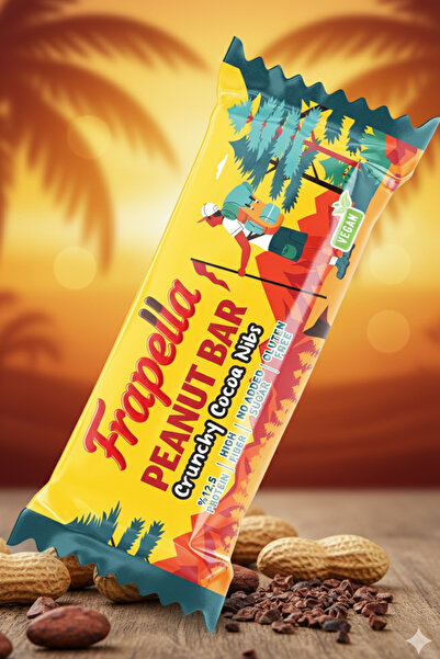 Frapella Cocoa Nibs and Cocoa Peanut Bar Vegan 40 Gr. X 12 Pieces