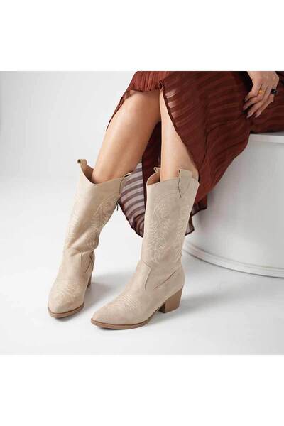 DAD WOLF Μπότες Cowboy Canvas Western Style Pointed Boots