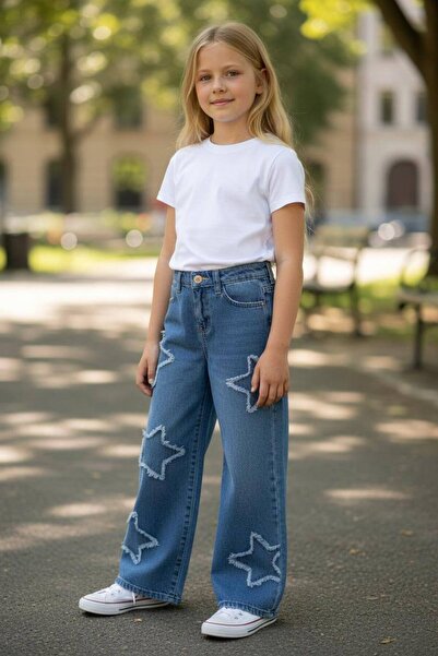 ASL GOLF CLUB Pantaloni elastici din denim pentru fete, cu picioare largi, cu...