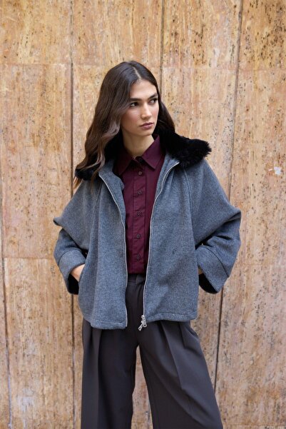 Suziş Collar Fur Coat Without Lining 9596