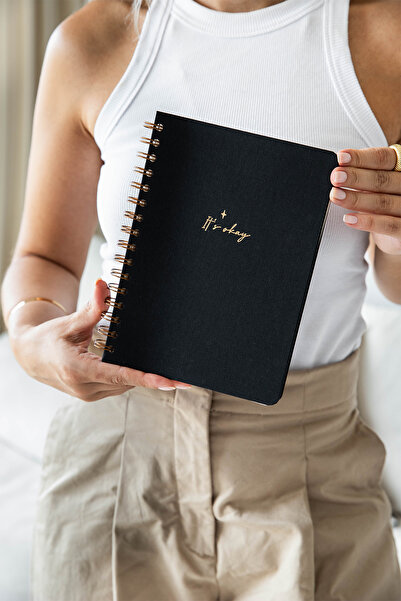 PAPERORA A5 Spiralli Sert Kapak Keten Düz Çizgisiz Tarihsiz Not Defteri Siyah