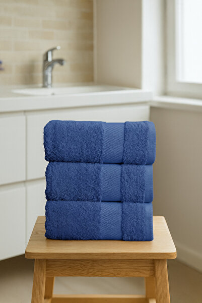 Lucy and Home 100% бавовна з точковим бордюром, синій, набір з 3 рушників, 40x60 см