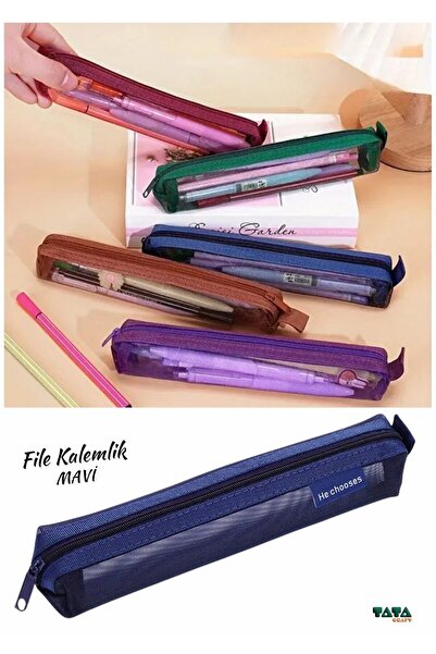 TATA CRAFT MESH FİLE UZUN İNCE KALEMLİK DAYANIKLI NEFES ALABİLEN KOZMETİK KIRTASİYE DÜZENLEME