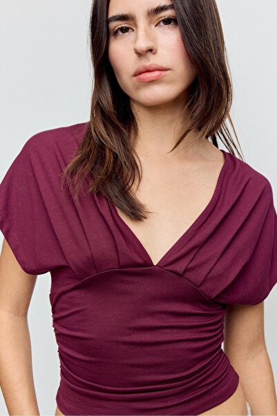 Stradivarius Top with gathered V-neckline