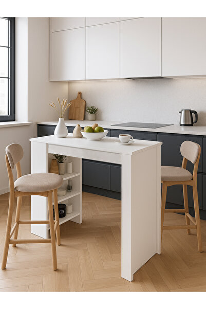 dorpek Bornova Bar Masası Mutfak Adası Mutfak Masası Beyaz