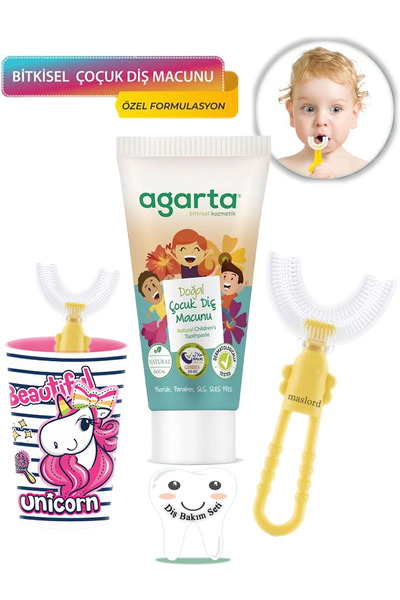 Mas Lord U Tipi Yeni Nesil Diş Fırçası Seti - Pembe Fırçalık + Sarı Kelebek 6...