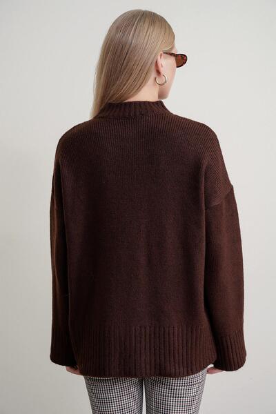 Mixray 6925 Women's Wide Sleeve Soft Textured Knit Sweater Light Brown