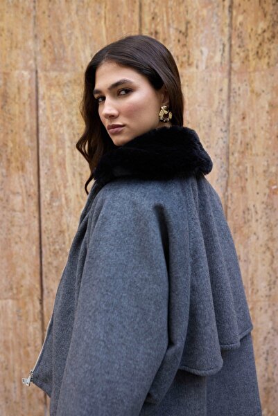 Suziş Collar Fur Coat Without Lining 9596