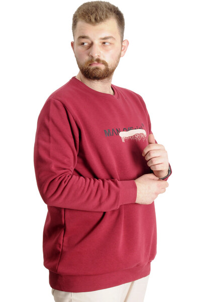 ModeXL Ανδρικό φούτερ Mode XL Large Size Crew Neck Man Official 23528 Claret Red