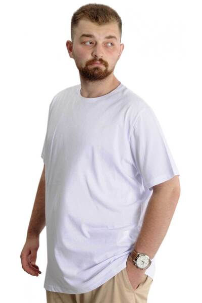 ModeXL Mode XL Large Size Men's T-Shirt Bis Collar Fragmented 23133 White