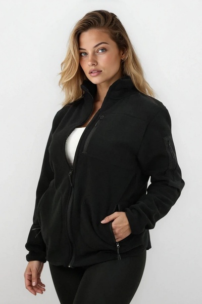 OXVİN Women's Softshell Anti-Pilling Basic Fleece Jacket Fleto 4 Pockets Full Zipper (Does Not Pilling)