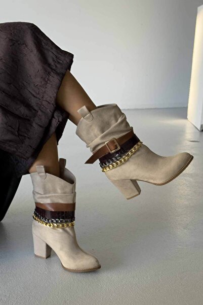 AYAKKABI PRENSİ Dámské boty a botičky Gipsy 8 cm s krémovým hedvábím a doplňky, boty na podpatku