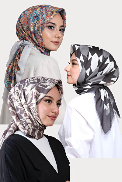 AFVENTE Floral,Geometric Pattern Cotton Scarf Buy 3 Pay for 2